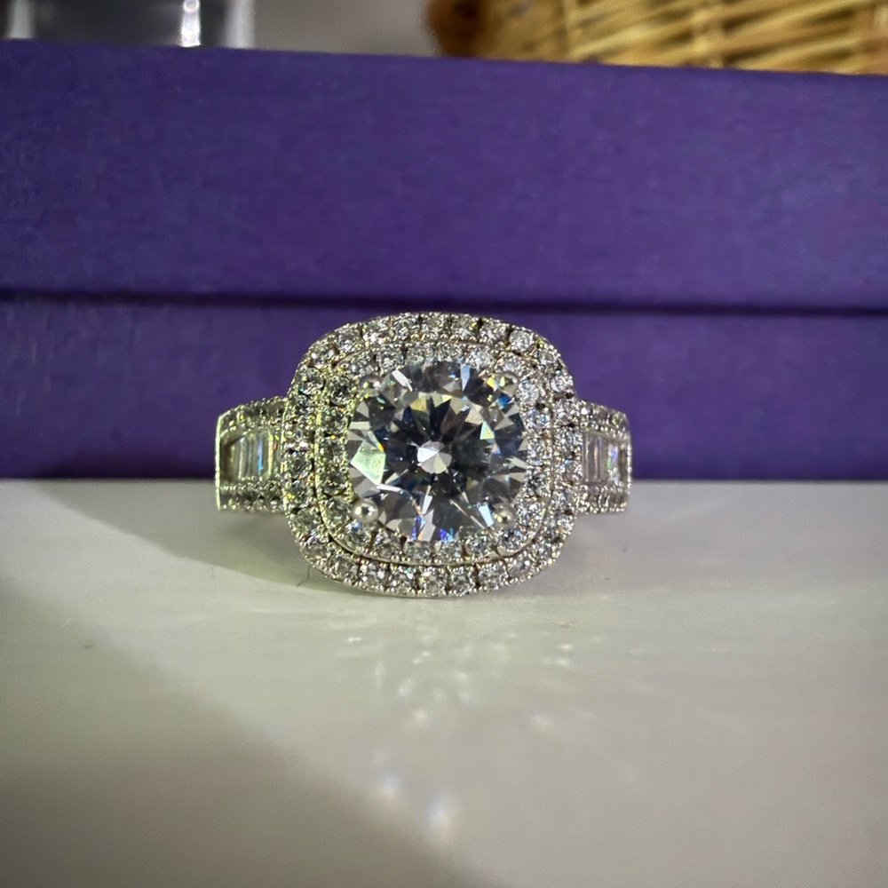 Sterling silver diamond CZ baguette ring